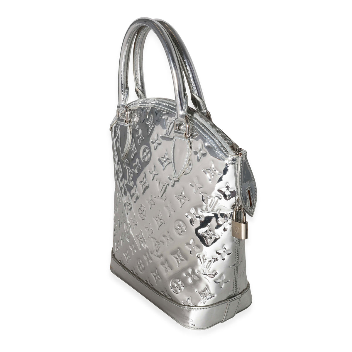 Louis Vuitton Monogram Miroir Lockit Handbag in Silver with Silver