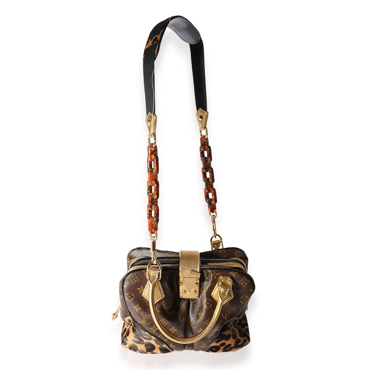 Louis Vuitton Monogram Canvas Leopard Calfhair and Karung Trimmed Adele Bag  - ShopStyle