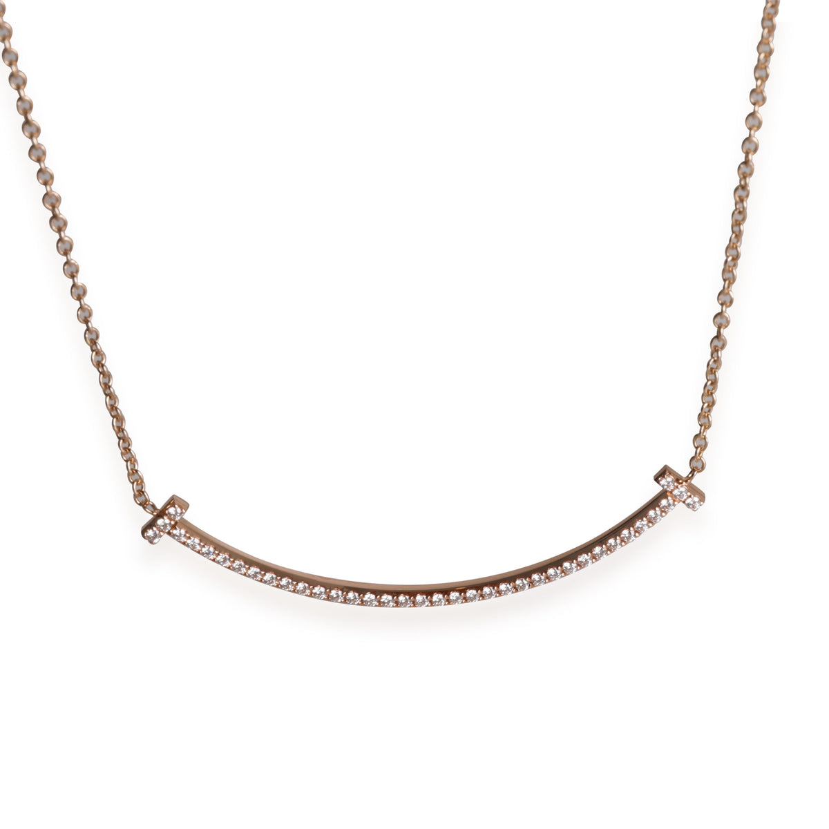 Tiffany Tiffany T Diamond Smile Necklace in 18k Yellow Gold CTW