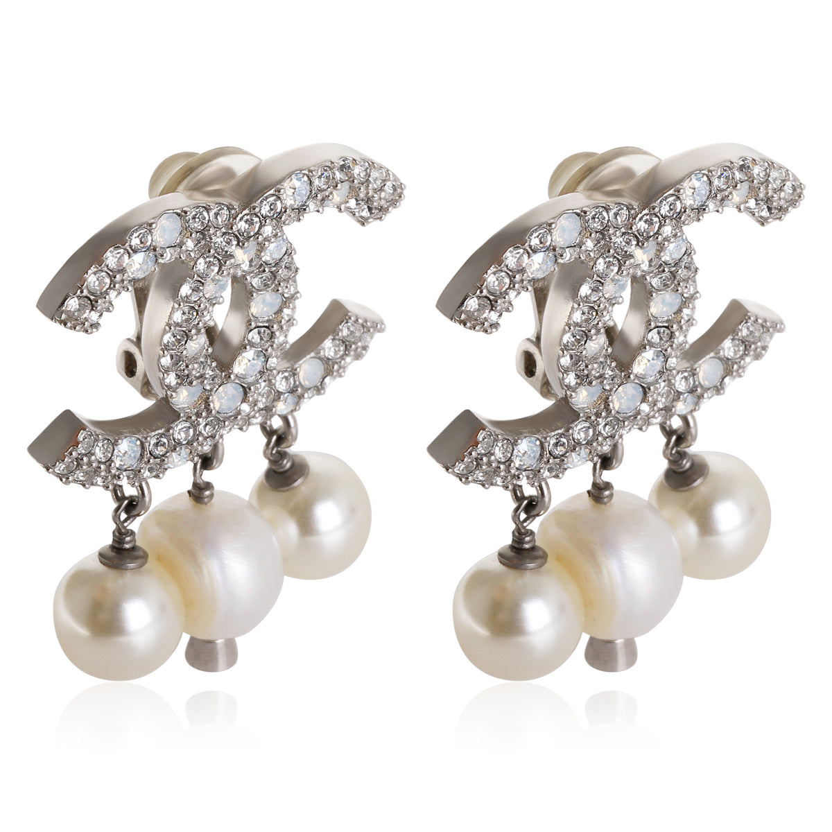 Carolina Herrera Ch Crystal Faux Pearl Gold Tone Earrings - 2 Pieces