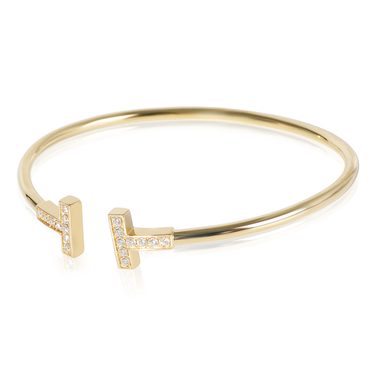 Tiffany & Co. T Wire Diamond Bangle in 18K Yellow Gold 0.22 CTW