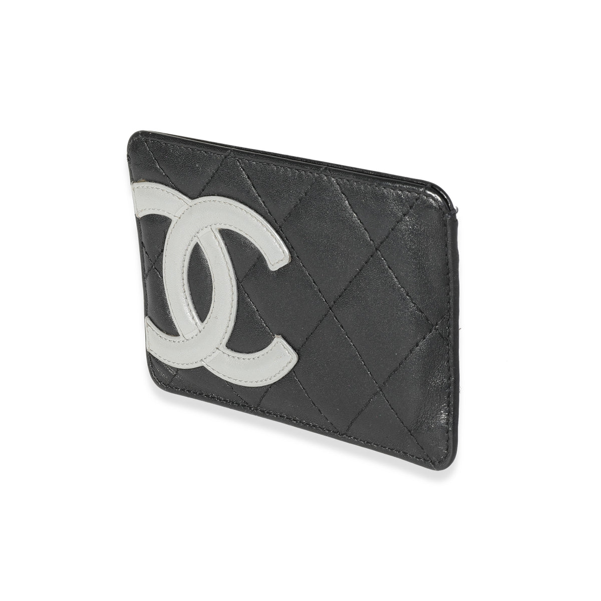Chanel Quilted Cambon Small Flap Wallet Black Calfskin with Silver