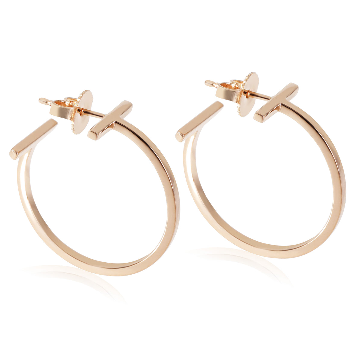 Tiffany & Co. T Hoop Earring in 18k Rose Gold Size Medium