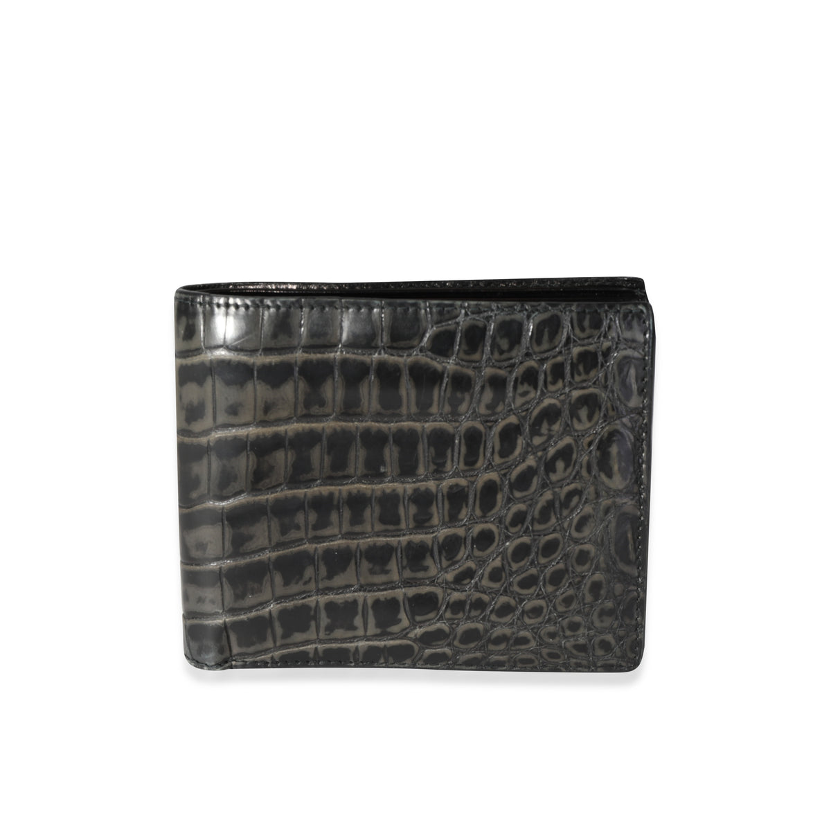 Bottega Veneta Black & Charcoal Gradiated Crocodile Bifold Wallet