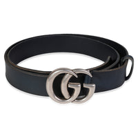 Gucci Navy Raw Leather Double G Belt