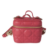 Dior Mauve Cannage Quilted Lambskin Lady Dior Micro Vanity Bag