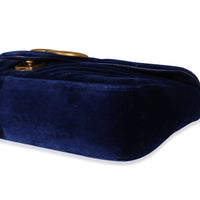 Gucci Royal Blue Matelassé Velvet Medium Marmont Shoulder Bag
