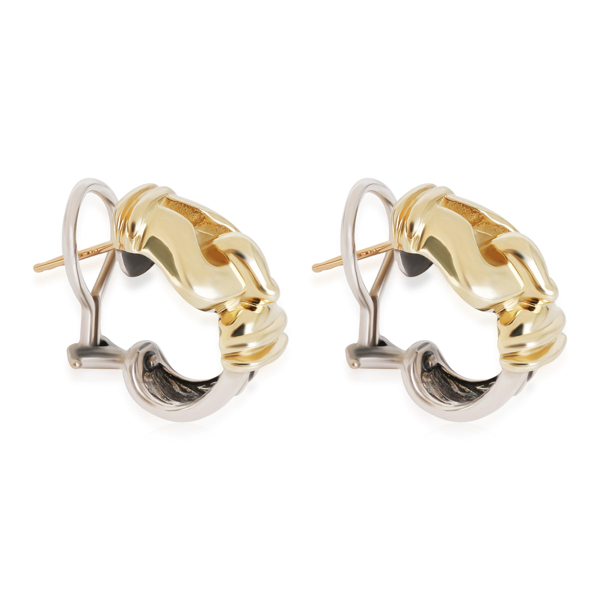 David Yurman Buckle Earrings in 14k Yellow Gold/Sterling Silver
