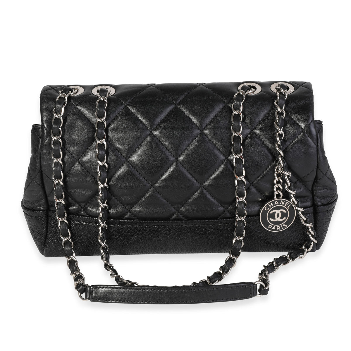 Chanel Black Quilted Lambskin & Caviar CC Shoulder Bag