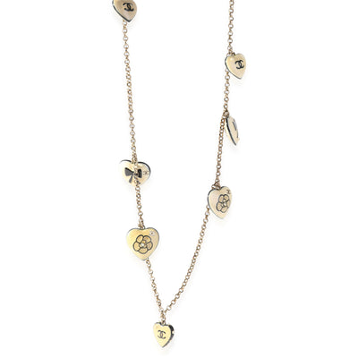 Chanel Gold Tone 36 Heart Charm Necklace