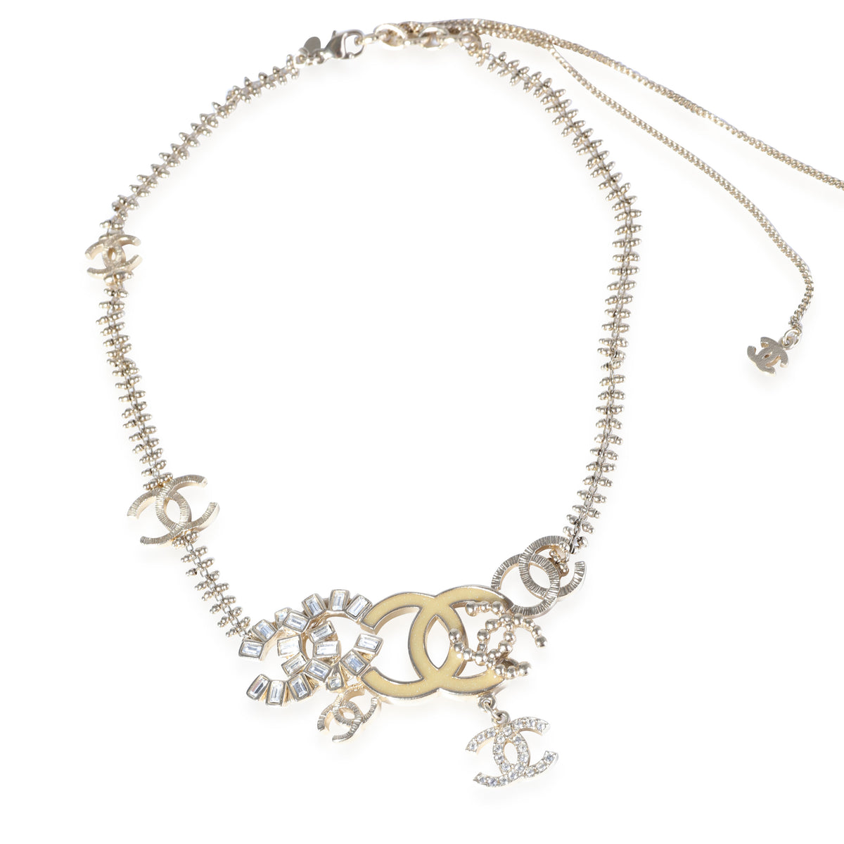 Chanel Gold Tone CC Necklace with Round & Baguette Strass