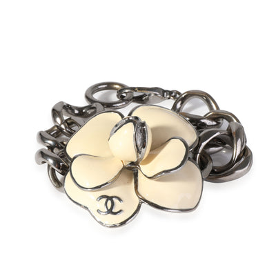 Chanel Blackened Metal Large Camellia  Flower Bracelet