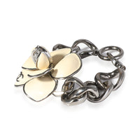 Chanel Blackened Metal Large Camellia  Flower Bracelet