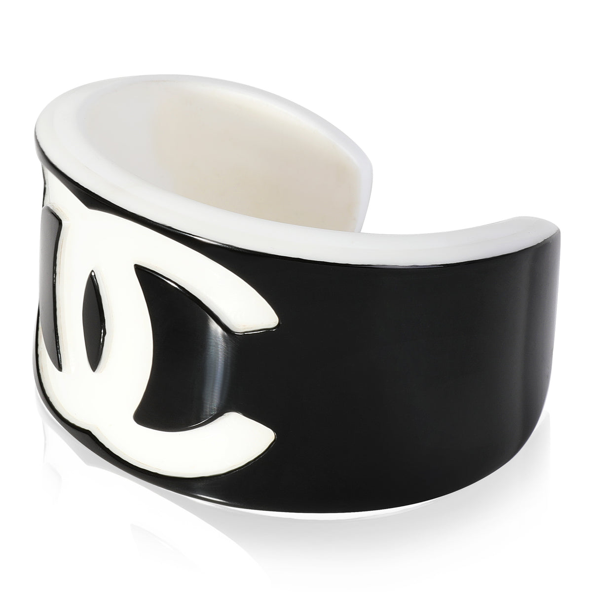 Chanel White & Black Resin Cuff Bracelet