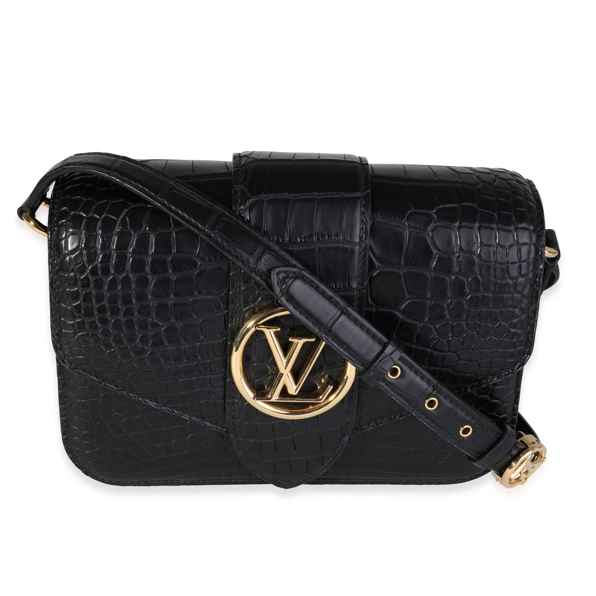 Louis Vuitton Black Matte Alligator Pont 9 Bag myGemma DE