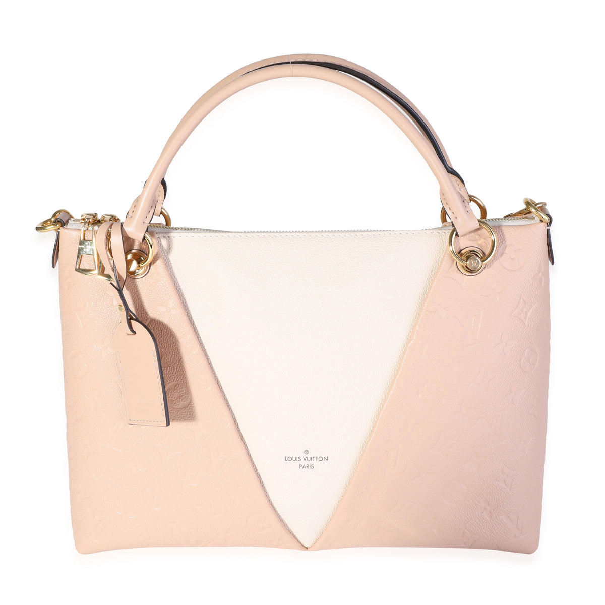 Louis Vuitton Beige Rose Creme V Tote MM Handbag - New Season at