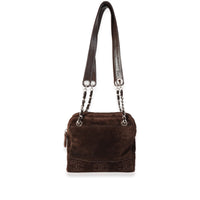 Chanel Vintage Brown Suede CC Shoulder Bag