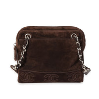 Chanel Vintage Brown Suede CC Shoulder Bag