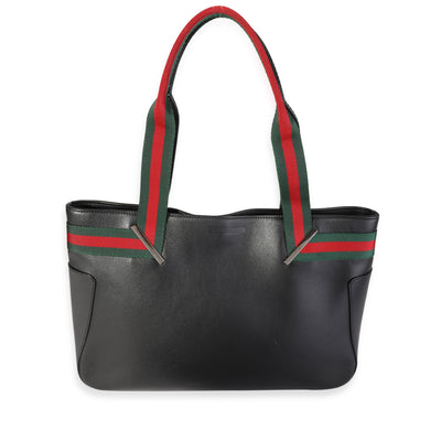 Gucci Black Calfskin Web Tote