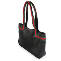 Gucci Black Calfskin Web Tote