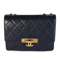 Chanel Navy Quilted Lambskin Medium Golden Class Flap Bag