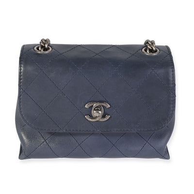 Chanel Navy Quilted Calfskin CC Mini Flap Bag