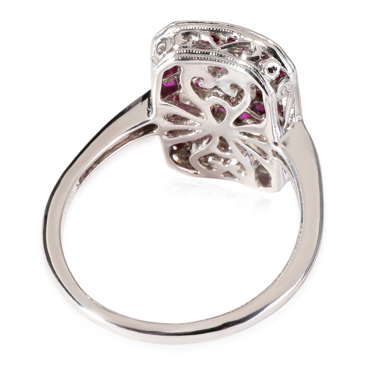 Beverley K Diamond Ruby Ring in 18k White Gold G-H VS 0.21 CTW