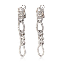 Pave Diamond Figaro Link Drop Earrings in 18k White Gold 2.00 CTW