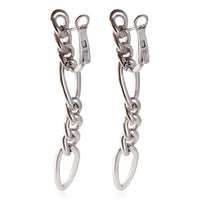 Pave Diamond Figaro Link Drop Earrings in 18k White Gold 2.00 CTW