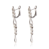 Pave Diamond Figaro Link Drop Earrings in 18k White Gold 2.00 CTW