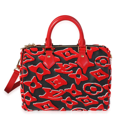 Louis Vuitton x Urs Fischer Limited Black & Red Tufted Monogram Canvas Speedy 25