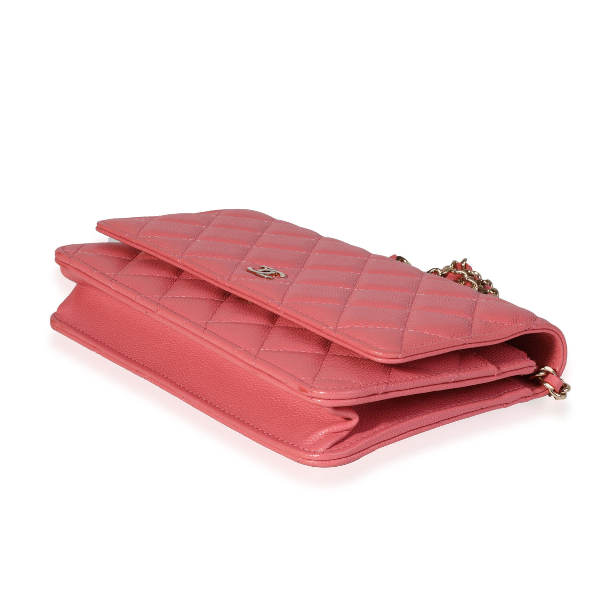 Chanel Pink Quilted Caviar Wallet on Chain