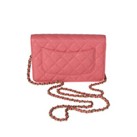 Chanel Pink Quilted Caviar Wallet on Chain