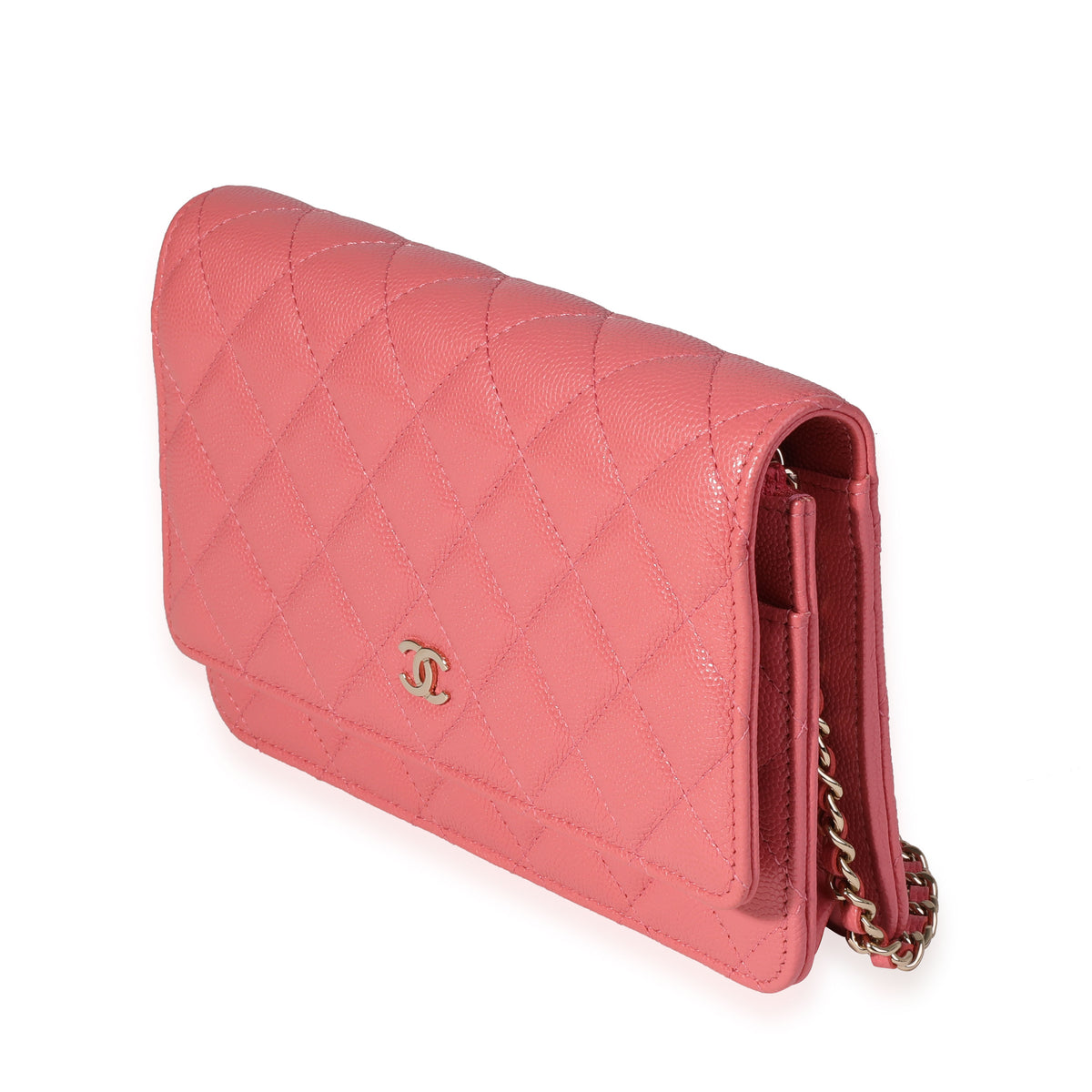 Chanel Pink Quilted Caviar Wallet on Chain