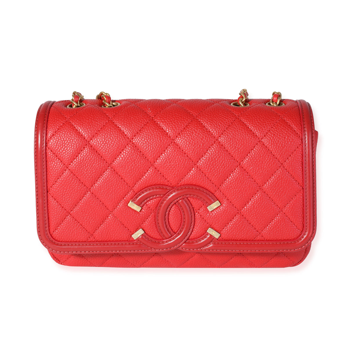 Chanel Red Caviar Quilted Small CC Filigree Flap Bag myGemma