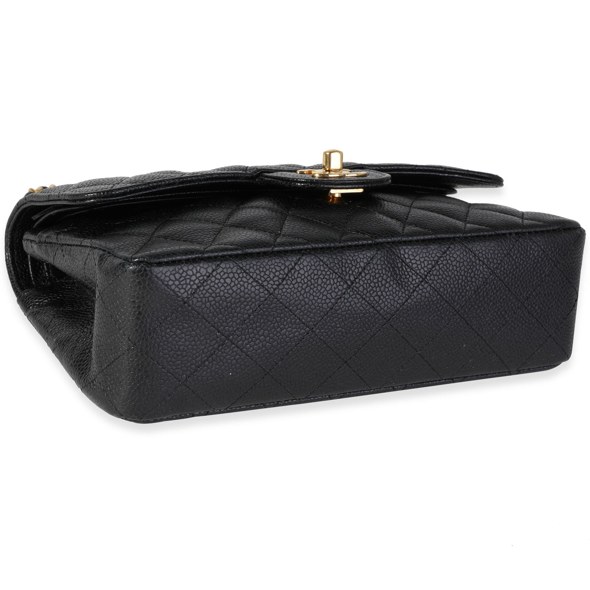 Black Quilted Caviar Small Classic Double Flap Bag