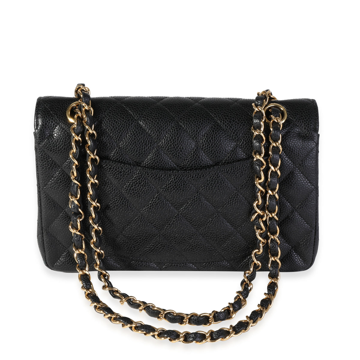 Black Quilted Caviar Small Classic Double Flap Bag