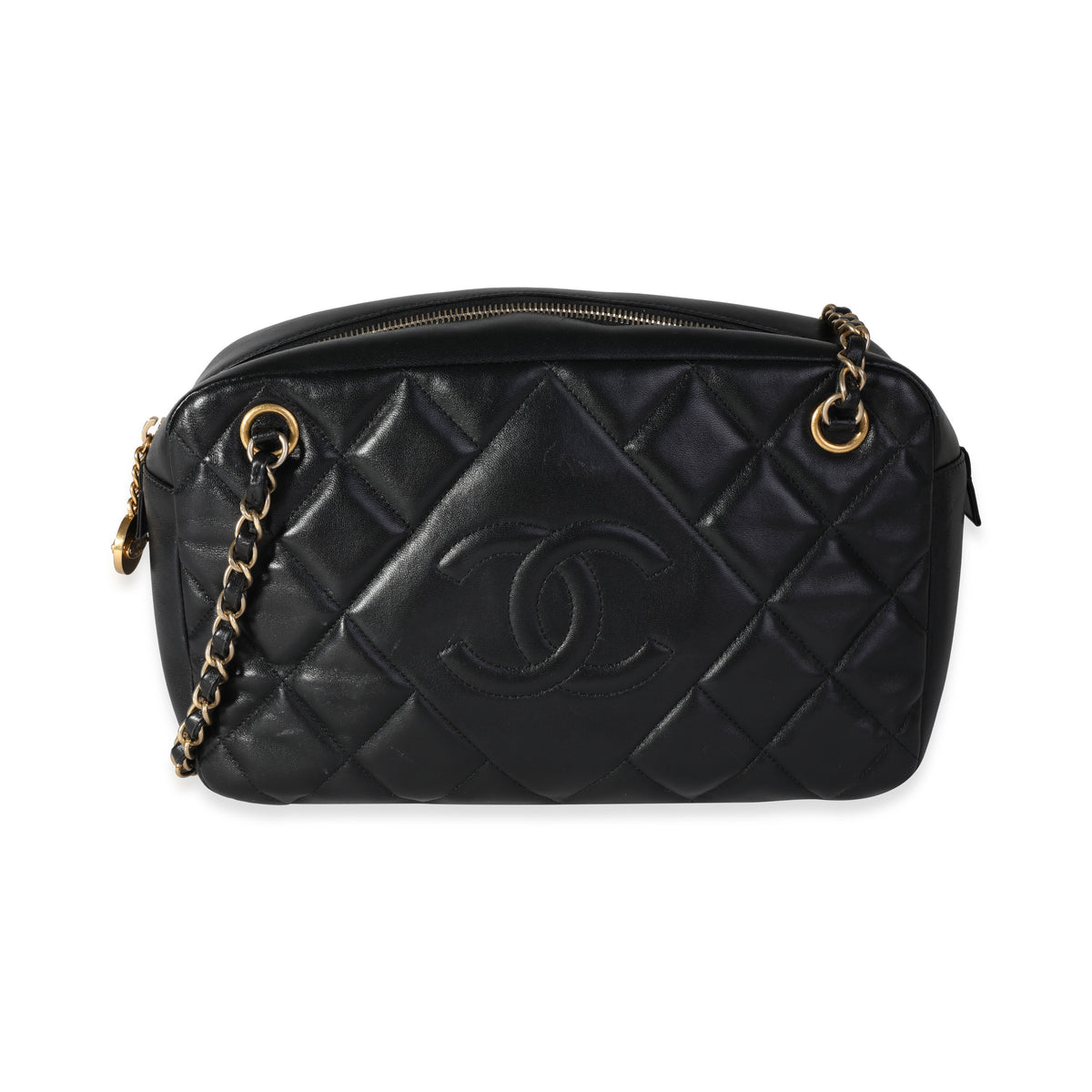 Chanel Black Quilted Lambskin Diamond Camera Bag