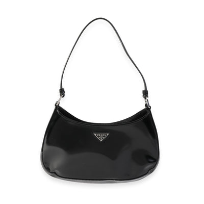 Prada Black Brushed Leather Cleo Shoulder Bag