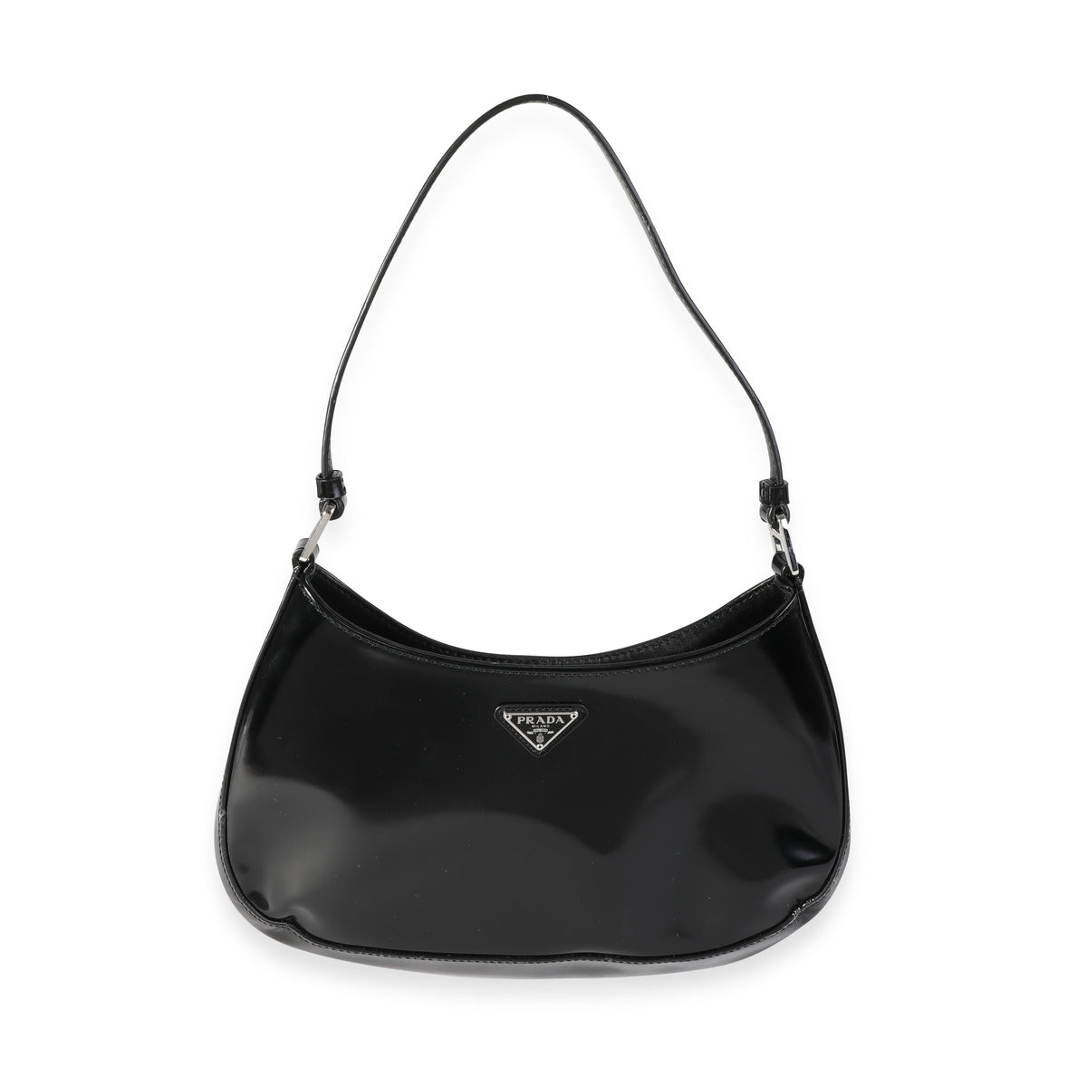 Prada Black Brushed Leather Cleo Shoulder Bag