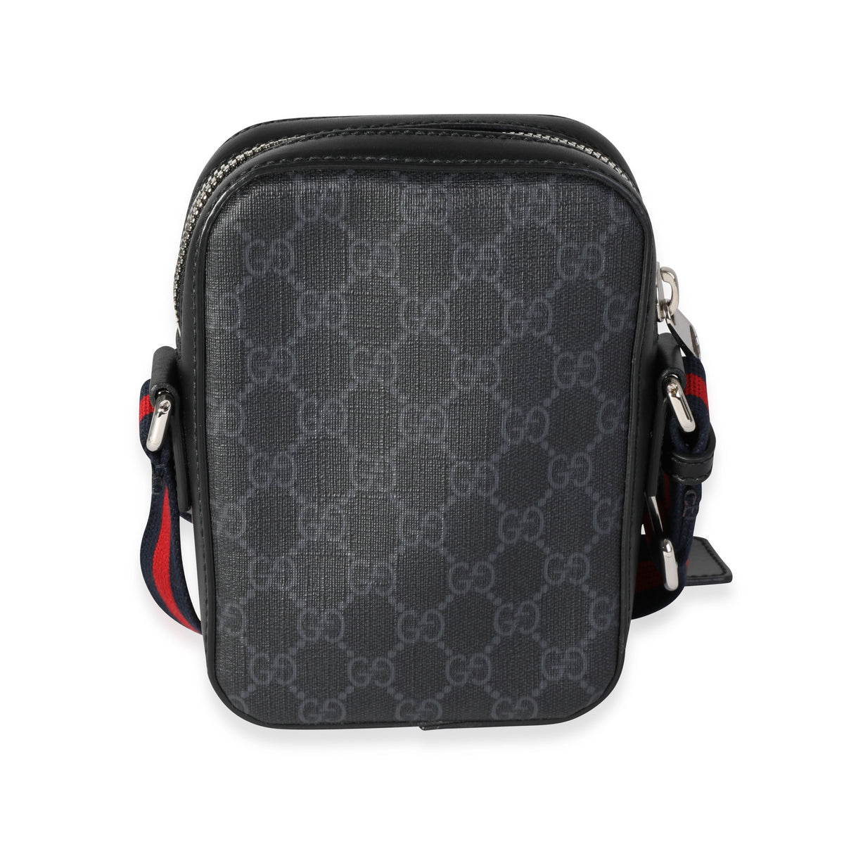 Black Grey GG Supreme Monogram Web Messenger Bag