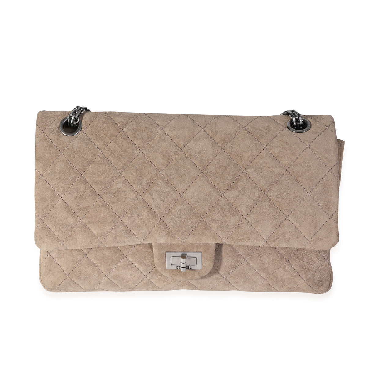 Chanel Beige Suede Calfskin 2.55 Reissue 226 Double Flap Bag