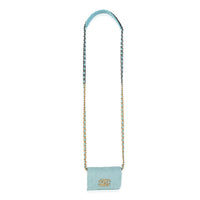 Chanel Blue Denim Chanel 19 Coin Pouch On Chain