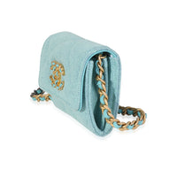 Chanel Blue Denim Chanel 19 Coin Pouch On Chain