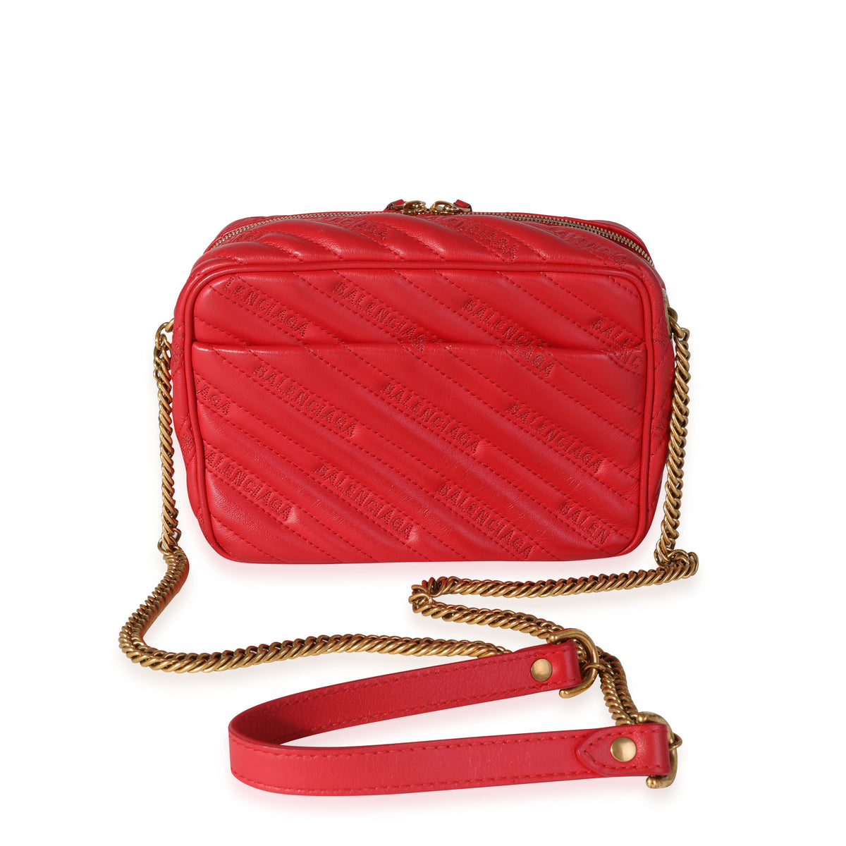 Balenciaga Red Quilted Leather XS BB Reporter Bag