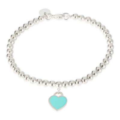 Return To Tiffany Bead Bracelet With Blue Enamel Heart in Sterling Silver