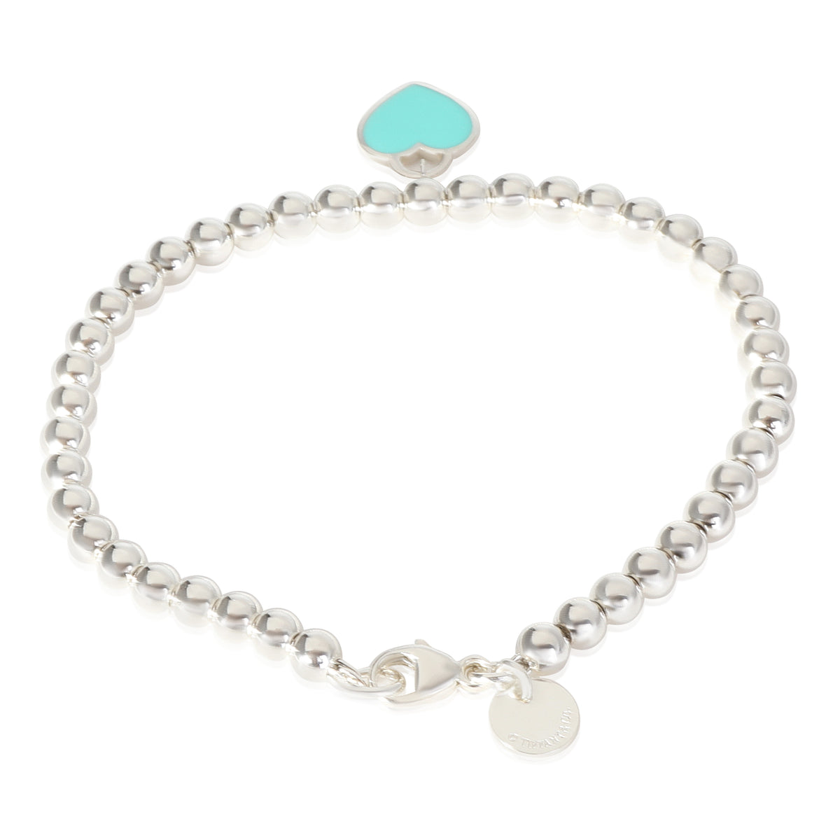 Return To Tiffany Bead Bracelet With Blue Enamel Heart in Sterling Silver