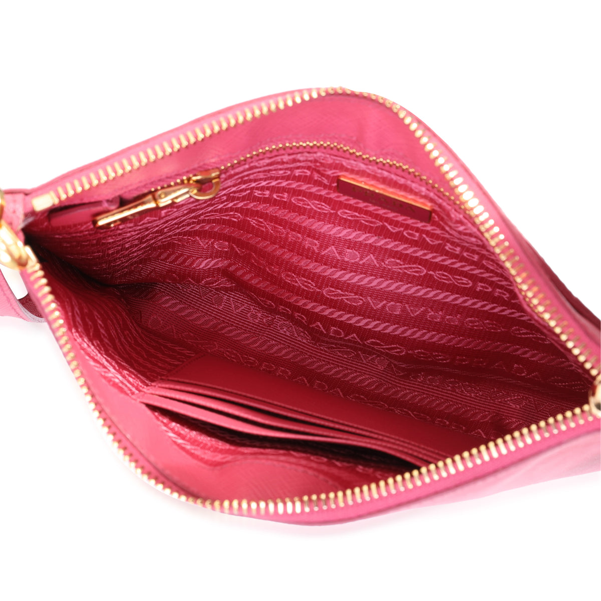 Prada Pink Saffiano Leather Wristlet