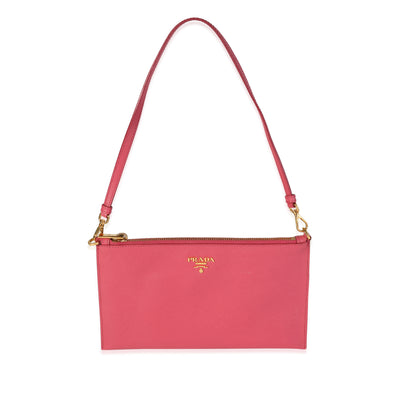 Prada Pink Saffiano Leather Wristlet