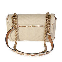 Gucci Natural Raffia & Snakeskin Small Marmont Shoulder Bag